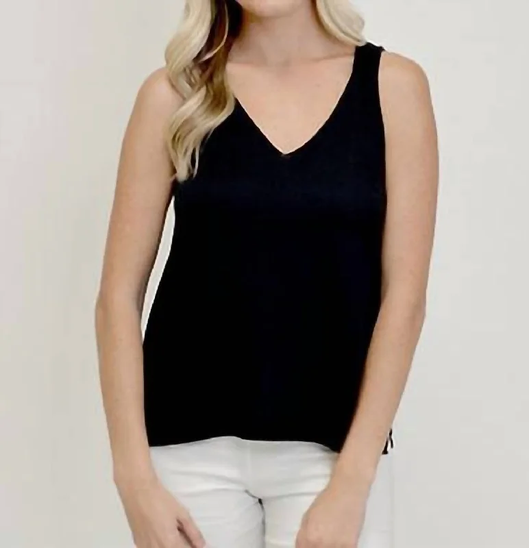 Online Boutiques Affordable Ilinen Classic Cotton Tank Top In Black
