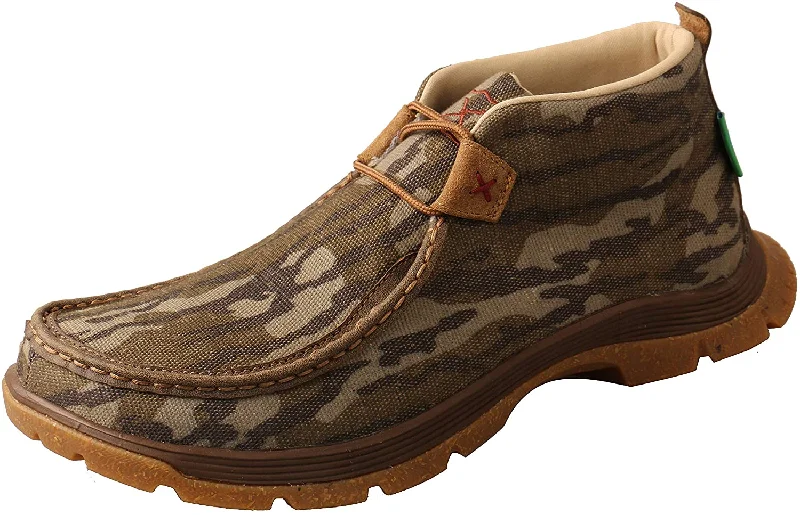 Men's Comfortable Shoes Twisted X Men's Chukka Oblique Toe, Bottomland Camo with CellSole comfort technology, 10 M