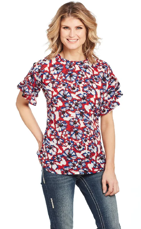 Women's Professional Garments Cowgirl Up Womens Multi-Color Polyester Floral Blouse S/S Women's Professional Garments Cowgirl Up Womens Multi-Color Polyester Floral Blouse S/S
