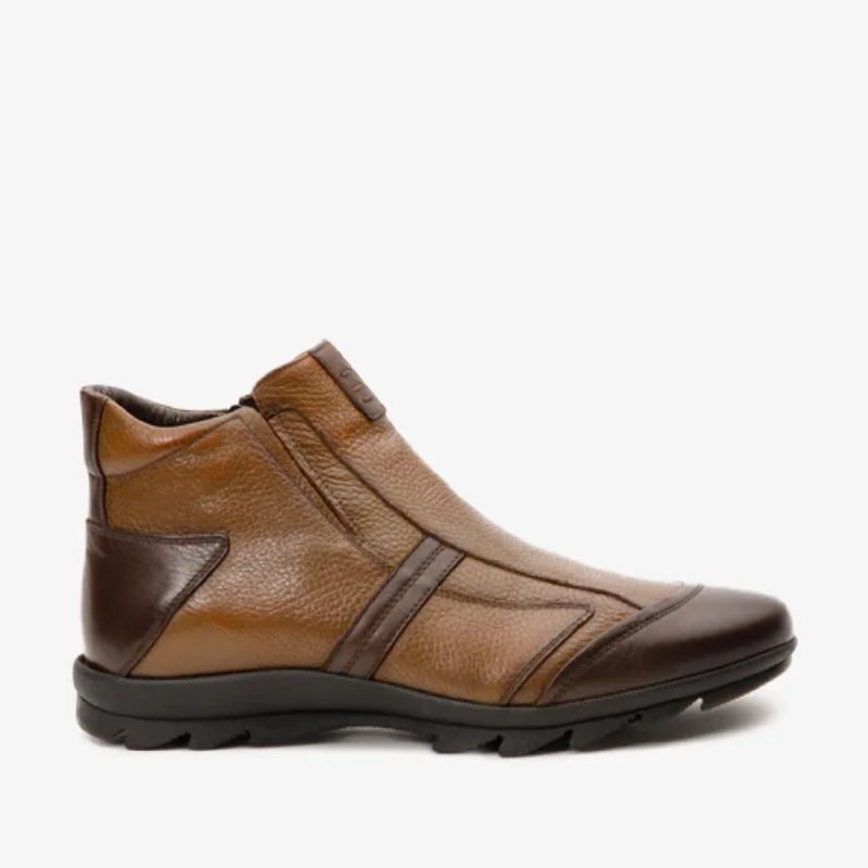 Men's Sporty Shoes The Montreal Brown Leather Casual Zip-Up Ankle Men Boot