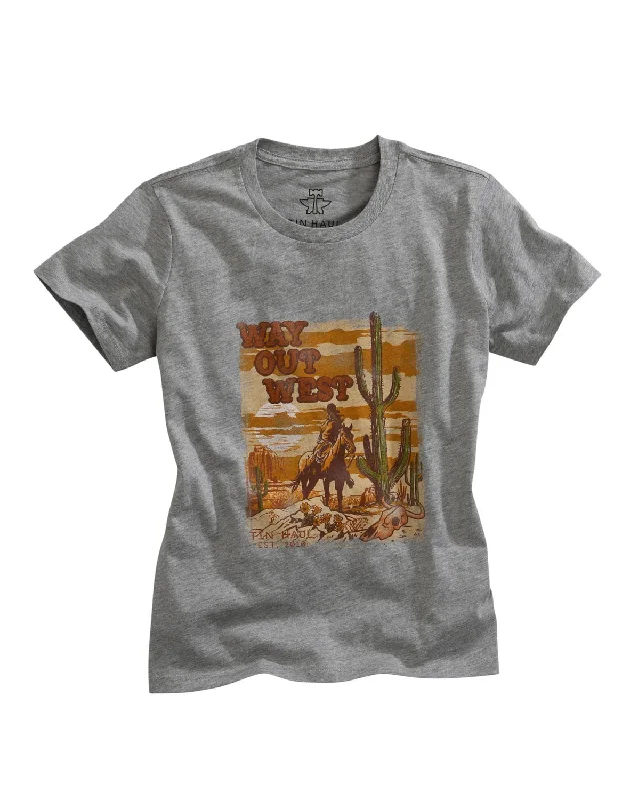 Women's Vacation Garments Tin Haul Womens Heather Grey Cotton Blend Way Out West S/S T-Shirt Women's Vacation Garments Tin Haul Womens Heather Grey Cotton Blend Way Out West S/S T-Shirt