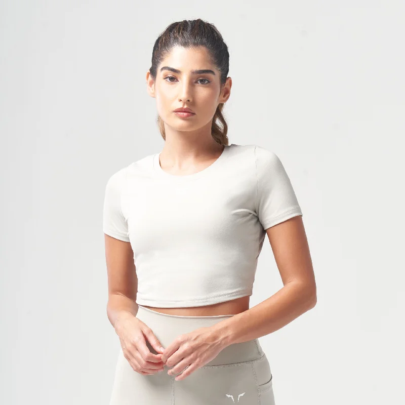Women's Formal Event Attire Essential Cropped Tee - Willow Grey