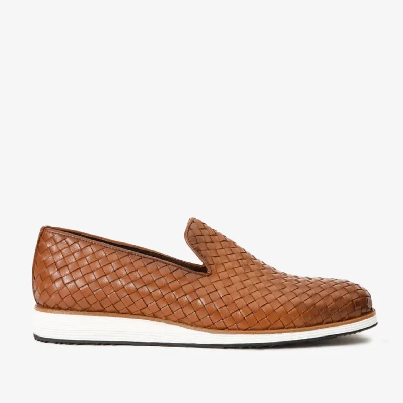 The Ostrava Tan Leather Woven Slip-on Loafer Men Shoe Final Sale!