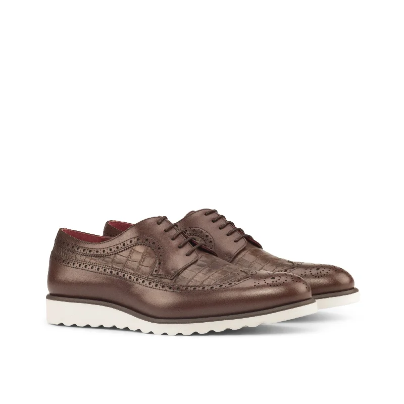 DapperFam Zephyr in Dark Brown Men's Italian Leather Longwing Blucher