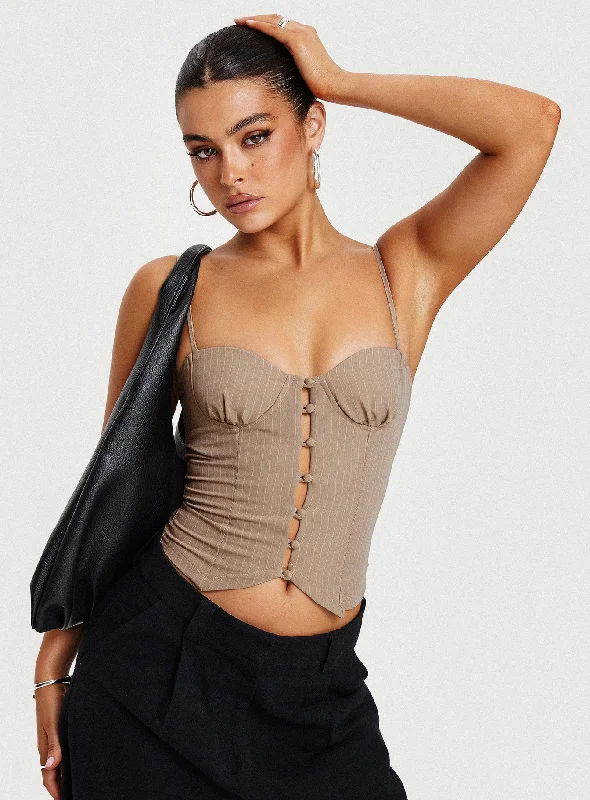 Women's Clothing Stores Archette Corset Vest Beige Stripe