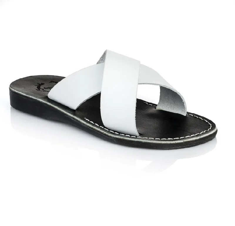 Elan - Leather Slide On Sandal | Black White