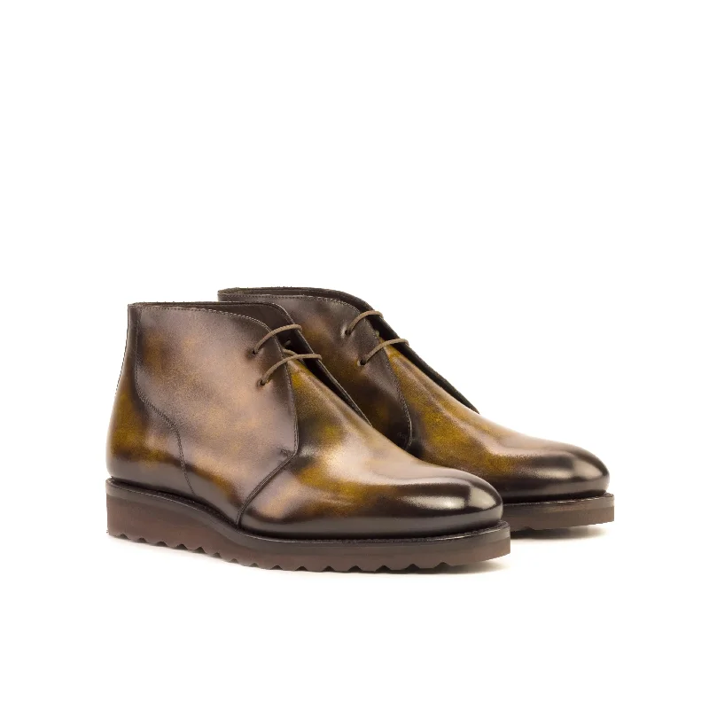 DapperFam Vivace in Tobacco Men's Hand-Painted Patina Chukka