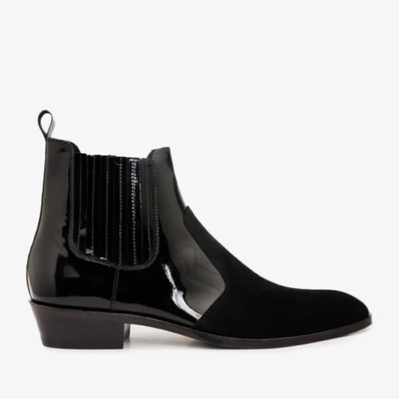 Men's Modern Shoes The Sorhag Black Suede Leather Dress Men Boot