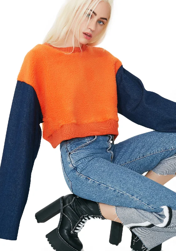 Trendy Fashion For Women Double Crosser Cropped Sweatshirt