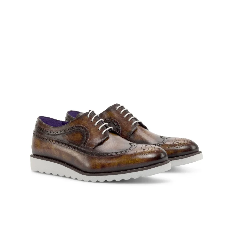 DapperFam Zephyr in Fire Men's Hand-Painted Patina Longwing Blucher