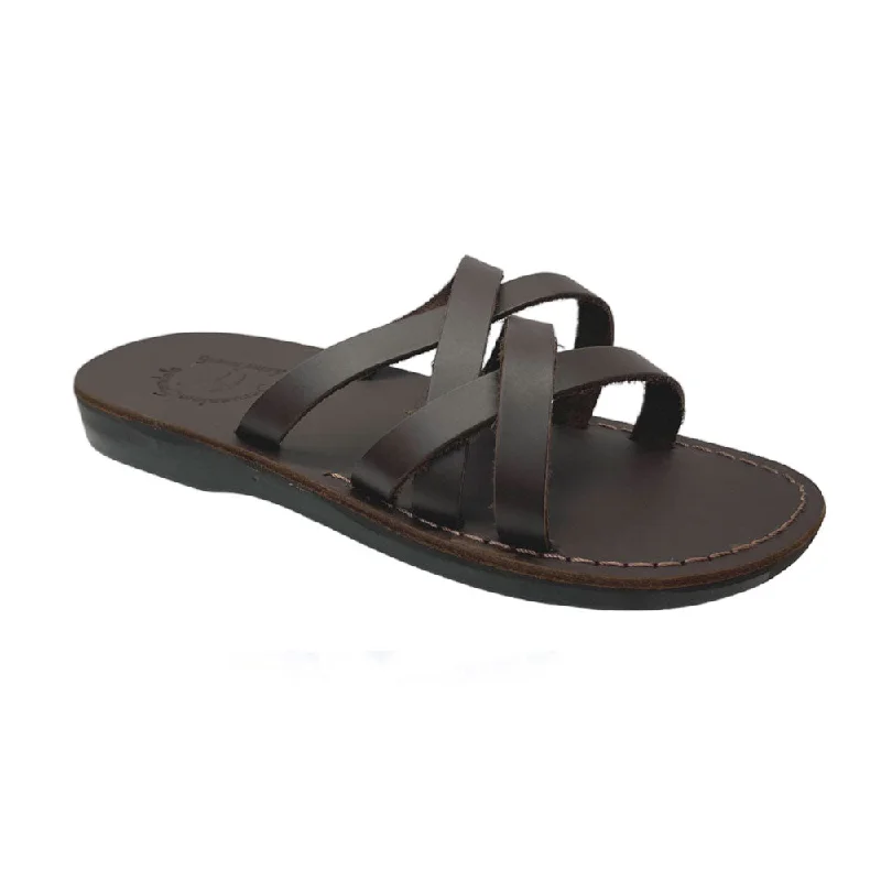 Gad - Leather Criss Cross Strap Sandal | Brown