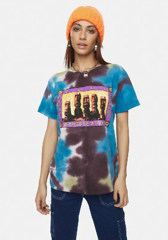 Fashionable Women's Outfit Stone Energy Tie Dye Custom Box Graphic Tee