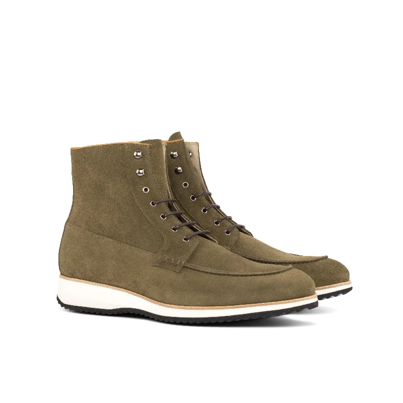 DapperFam Ryker in Khaki / Cognac Men's Italian Leather & Lux Suede Moc Boot