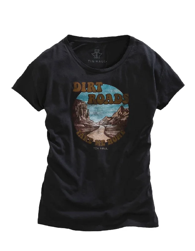 Women's Athletic Garments Tin Haul Womens Dark Grey 100% Cotton Dirt Roads S/S Retro T-Shirt Women's Athletic Garments Tin Haul Womens Dark Grey 100% Cotton Dirt Roads S/S Retro T-Shirt