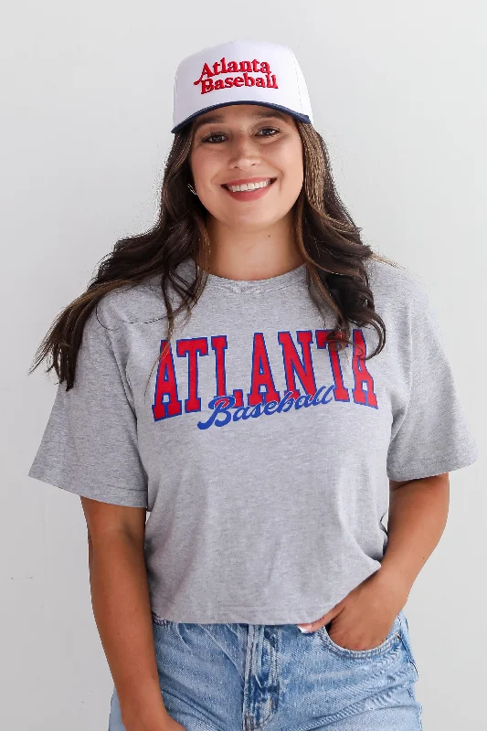 Women's Elegant Apparel Heather Grey Atlanta Baseball Cropped Tee