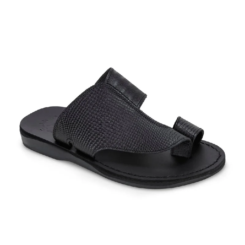 Peter LE - Leather Toe Strap Sandal | Black Alligator