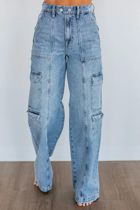 Glamorous Evening Wear Nori Hidden Cargo Jeans - Medium Wash