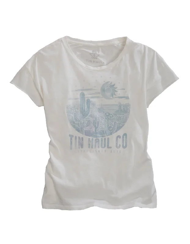 Women's Activewear Garments Tin Haul Womens White 100% Cotton Blue Moon Arising S/S T-Shirt Women's Activewear Garments Tin Haul Womens White 100% Cotton Blue Moon Arising S/S T-Shirt