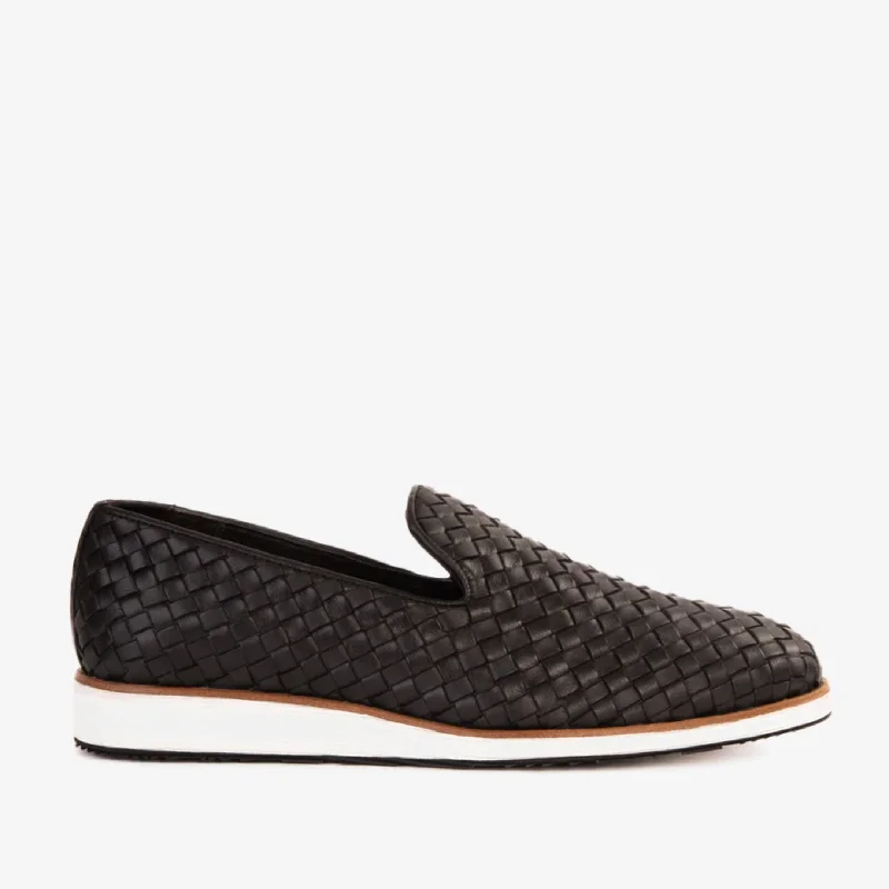 The Ostrava Black Leather Woven Slip-on Loafer Men Shoe Final Sale!