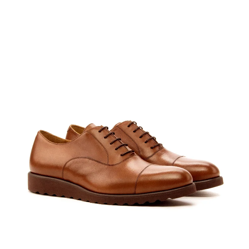 DapperFam Rafael in Med Brown Men's Italian Leather Oxford