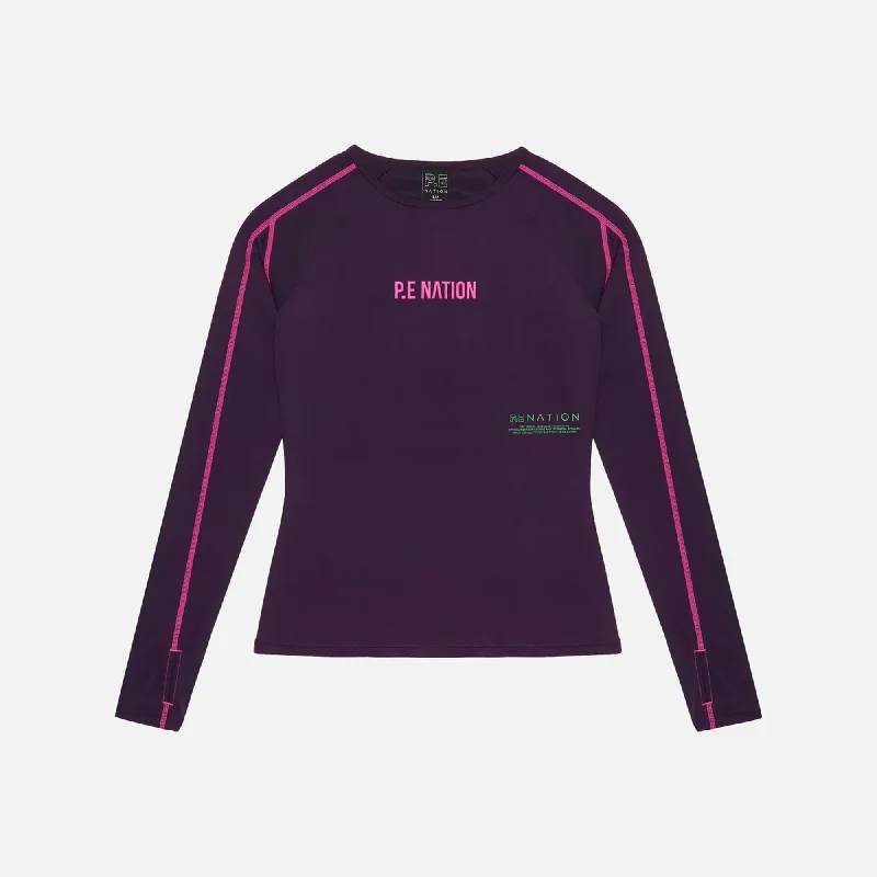 Vintage-Inspired Women's Apparel P.E Nation Del Mar Long Sleeve Top - Purple Pennant Vintage-Inspired Women's Apparel P.E Nation Del Mar Long Sleeve Top - Purple Pennant