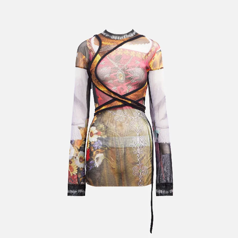 Women's Outdoor Activity Garments Ottolinger Mesh Deconstructed Long Sleeve Top - Dirndl Print Women's Outdoor Activity Garments Ottolinger Mesh Deconstructed Long Sleeve Top - Dirndl Print