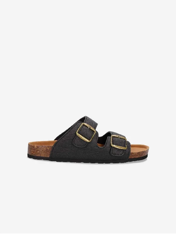 Lipe Unisex Vegan Apple Leather Sandals | Black