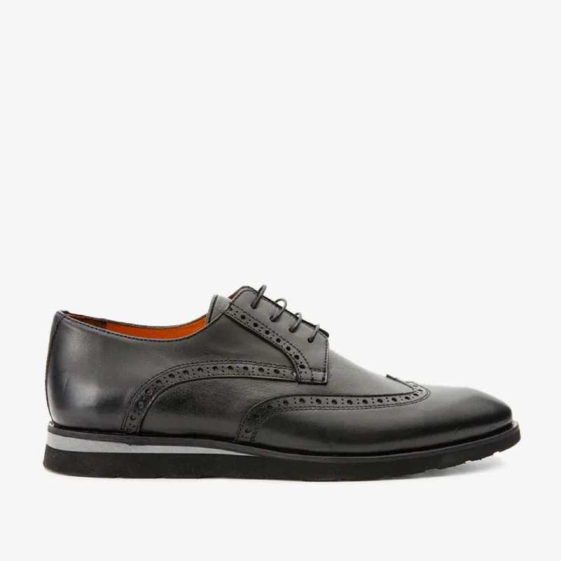 The Molise Black Wingtip Semi Brogue Derby Men Shoe