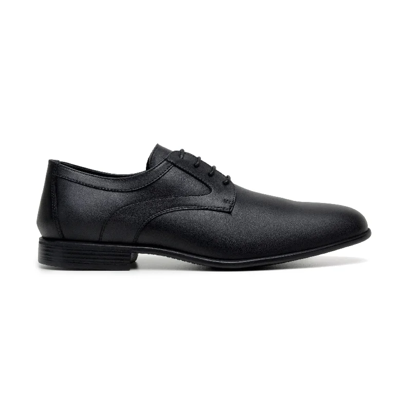 'Justin' vegan-leather black vegan men's derby by Zette Shoes - black