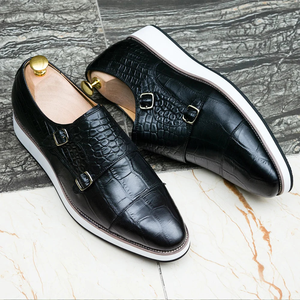 Causal Men's Genuine Leather Crocodile Pattern Slip-On Formal Shoes