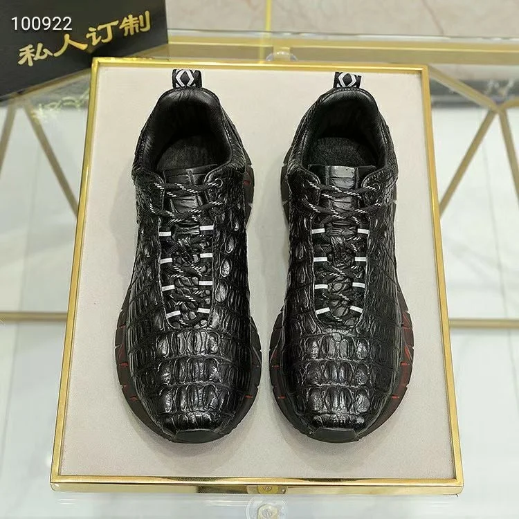 Men's Autumn Casual Authentic Crocodile Skin Lace-up Soft Walking Shoes