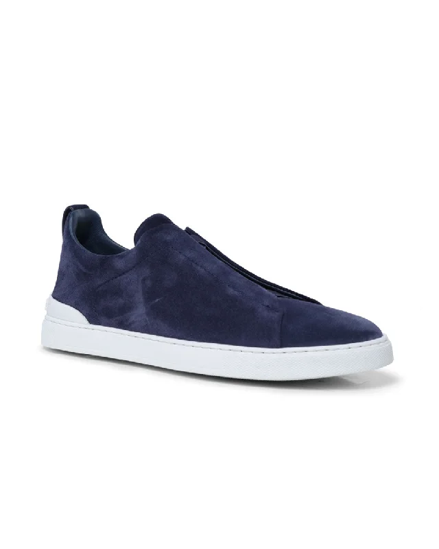 Lightweight Breathable Shoes For Men Utility Suede Triple Stitch Sneakers in Blue