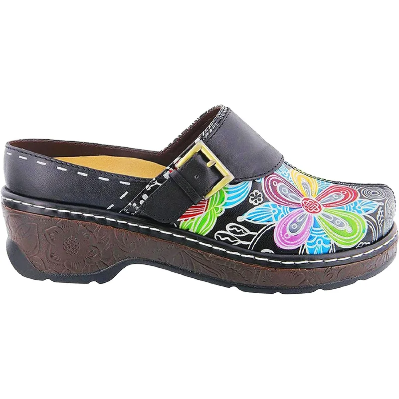 Women's Spring Step Flowpow Black Multi Leather