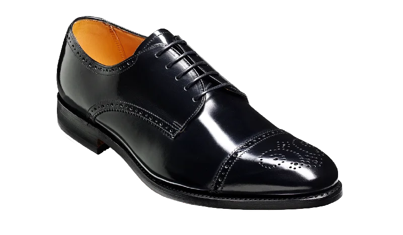 Perth - Black Hi-Shine Derby Shoe