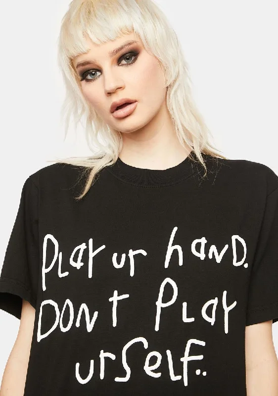 Comfortable Casual Women's Clothing Play Ur Hand Graphic Tee