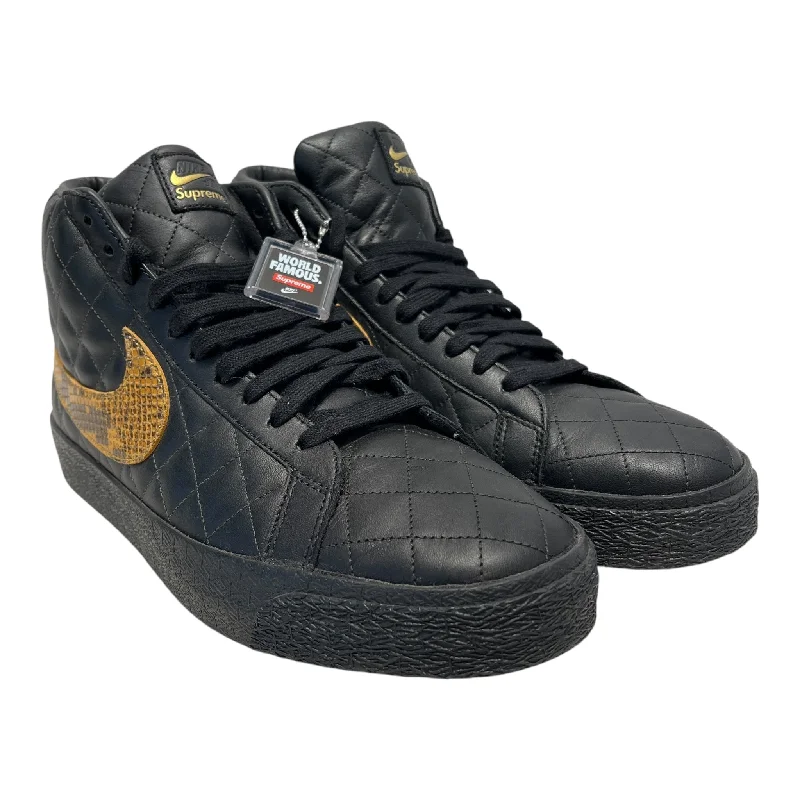 Men's Durable Boots Supreme/NIKE SB/Hi-Sneakers/US 12/Leather/BLK/Zoom Blazer Mid QS Snakeskin
