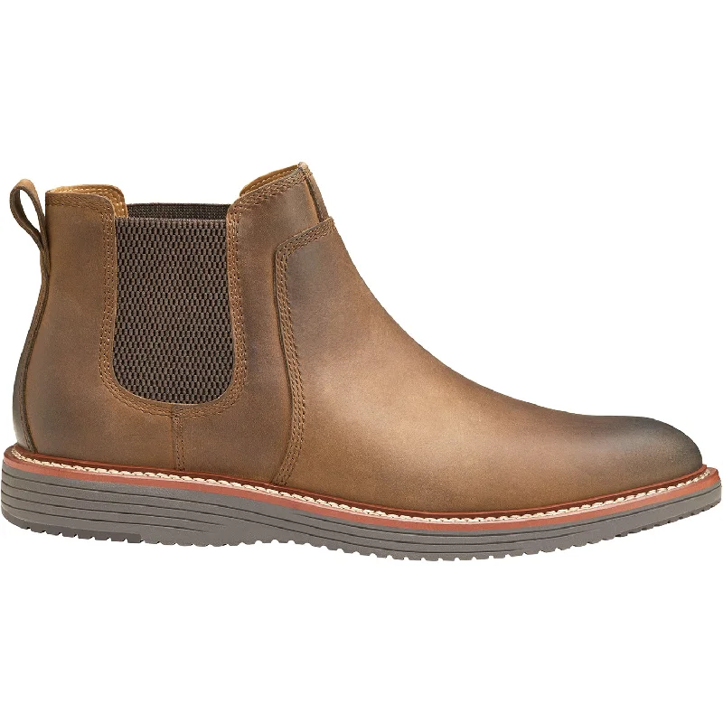 Men's Handcrafted Boots Men's Johnston & Murphy Upton Chelsea Brown Oiled Full Grain Leather