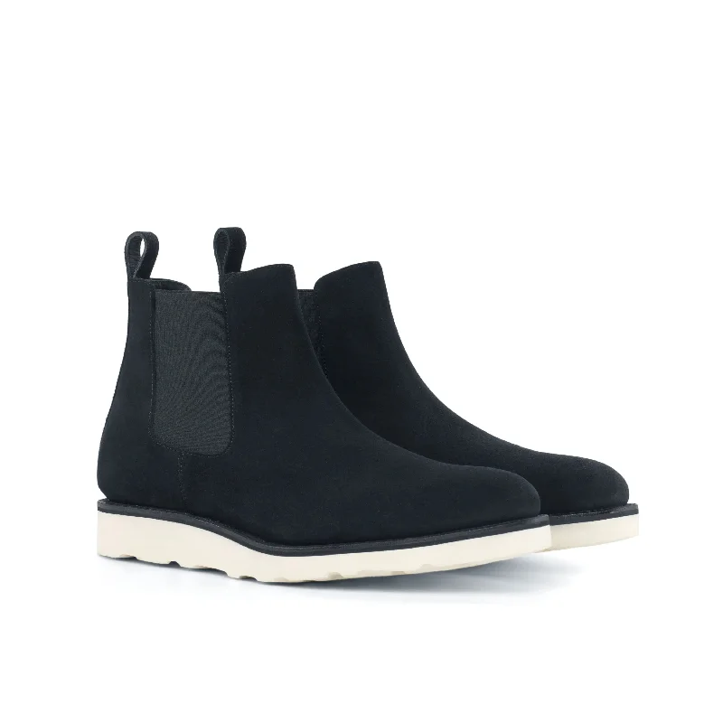 DapperFam Monza in Black Men's Lux Suede Chelsea Boot