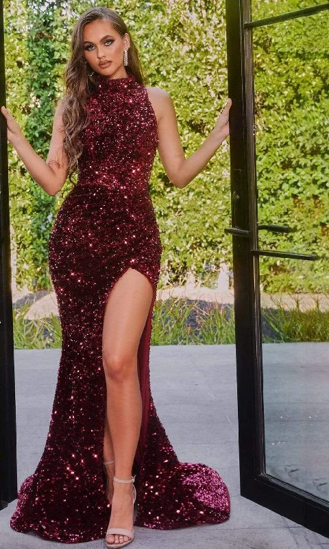 Artful Design Portia and Scarlett - PS22010 Sequined High Neck Trumpet Dress