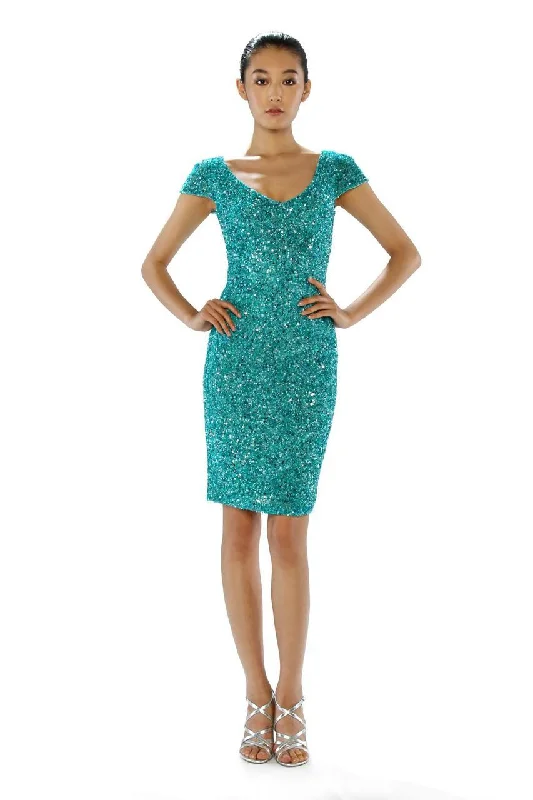 Minimalist Women's Fashion Clothing Theia - Scoop Neckline Sequin Cocktail Dress 882396 Minimalist Women's Fashion Clothing Theia - Scoop Neckline Sequin Cocktail Dress 882396