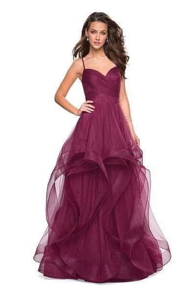 Sale On Sale La Femme - Spaghetti Strap Bodice Tulle Dress 27223SC - 1 pc Dark Berry In Size 8 Available Sale On Sale La Femme - Spaghetti Strap Bodice Tulle Dress 27223SC - 1 pc Dark Berry In Size 8 Available