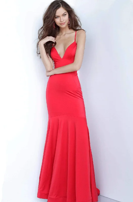 Casual Chic JVN by Jovani - JVN00964 Plunging V-neck Trumpet Dress