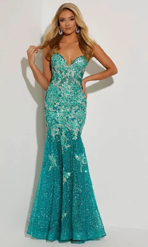 Elegant Contour Jasz Couture 7420 - Strapless Sequin Trumpet Dress