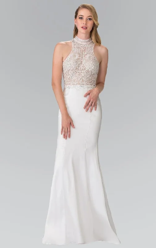 Women's Layered Outfit Elizabeth K - GL2227 Embellished High Neck Mikado Trumpet Dress Women's Layered Outfit Elizabeth K - GL2227 Embellished High Neck Mikado Trumpet Dress