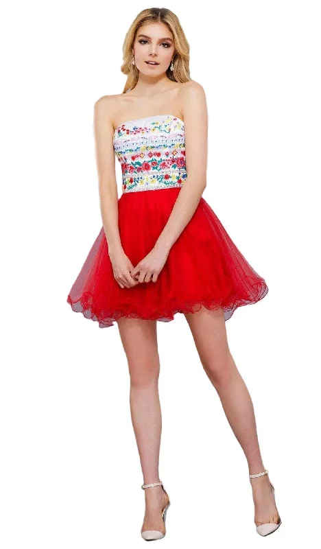 Refresh Your Wardrobe At A Fraction Of The Cost Nox Anabel - 6249 Embroidered Laced Up Tulle Cocktail Dress Refresh Your Wardrobe At A Fraction Of The Cost Nox Anabel - 6249 Embroidered Laced Up Tulle Cocktail Dress