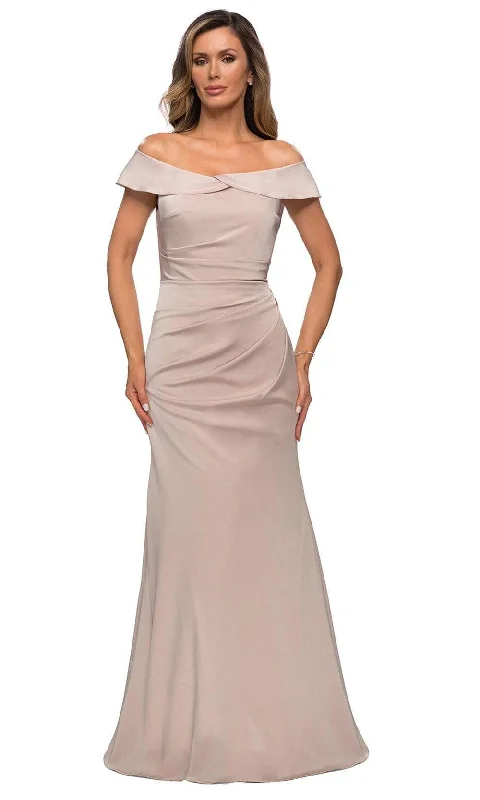 Affordable Online Boutiques La Femme - Off Shoulder Ruche-Ornate Trumpet Dress 28110SC Affordable Online Boutiques La Femme - Off Shoulder Ruche-Ornate Trumpet Dress 28110SC