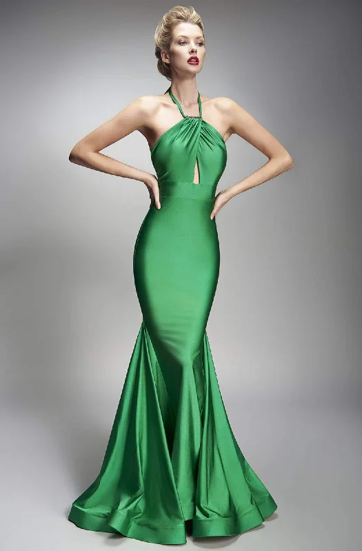 Modern Glamour Nicole Bakti - 6891 Halter Ruched Mermaid Dress