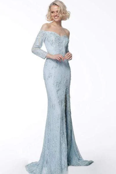 Casual Yet Stylish Separates JVN by Jovani - Lace Off-Shoulder Trumpet Dress JVN68602 - 1 pc Light-Blue In Size 4 Available Casual Yet Stylish Separates JVN by Jovani - Lace Off-Shoulder Trumpet Dress JVN68602 - 1 pc Light-Blue In Size 4 Available