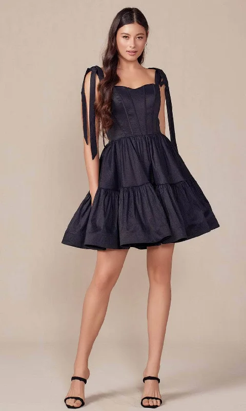 Seasonal Women's Fashion Trends Nox Anabel T869 - Ribbon Sweetheart Cocktail Dress