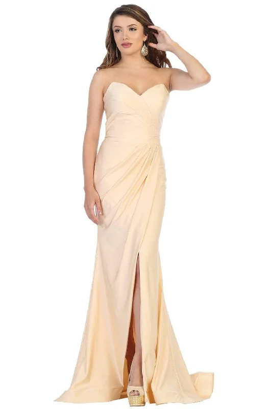 Weekend-Only Deals You'll Love May Queen - MQ1718 Strapless Sweetheart Draping High Slit Dress Weekend-Only Deals You'll Love May Queen - MQ1718 Strapless Sweetheart Draping High Slit Dress